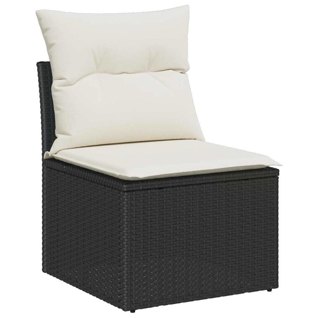 Garten-Sofa-Set mit Speicher 7 pcs Schwarz Poly Rattan